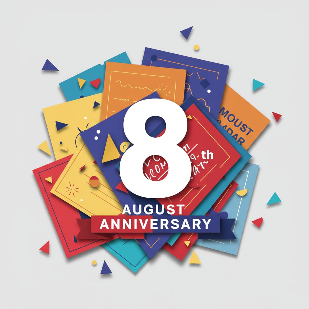 8月8日の記念日を祝うカラフルなメッセージカードのデザイン