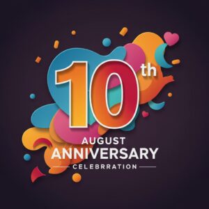 8月10日の記念日を祝うカラフルで美しいメッセージカード