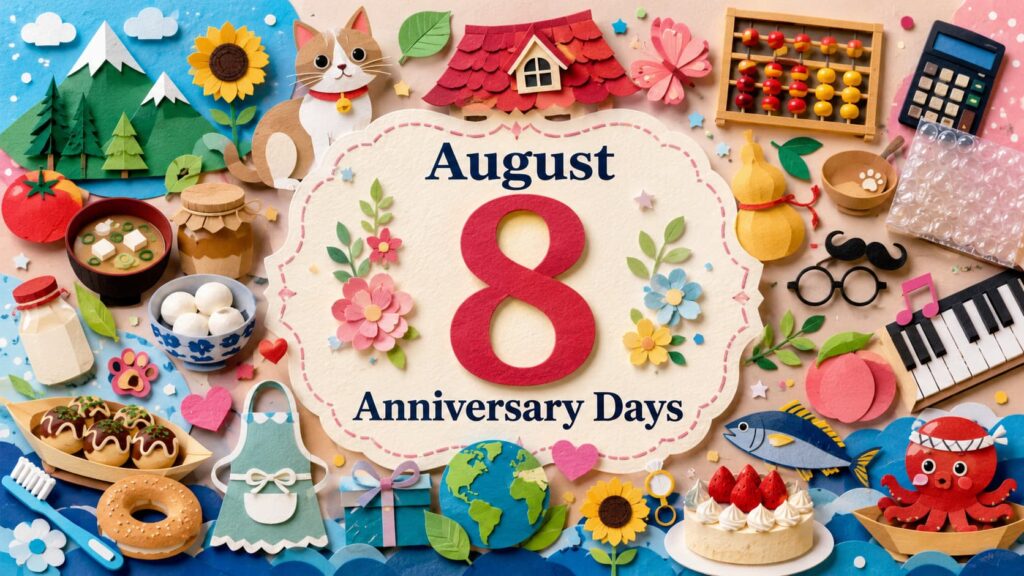 8月8日は何の日か、世界猫の日、そろばんの日、ぎふ山の日、プチプチの日、発酵食品の日などの記念日と由来を紹介