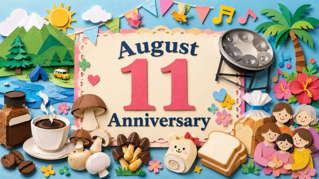 8月11日は何の日かを、山の日、ガンバレの日、きのこの山の日、マッシュルームの日、インスタント・コーヒーの日などの由来とともに紹介