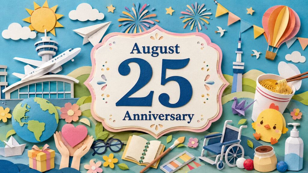 8月25日は何の日かを知りたい人に向けて、即席ラーメン記念日、東京国際空港開港記念日、川柳発祥の日、ヒカリをカナタに届ける日、パラスポーツの日などの由来と意味をわかりやすくまとめた内容