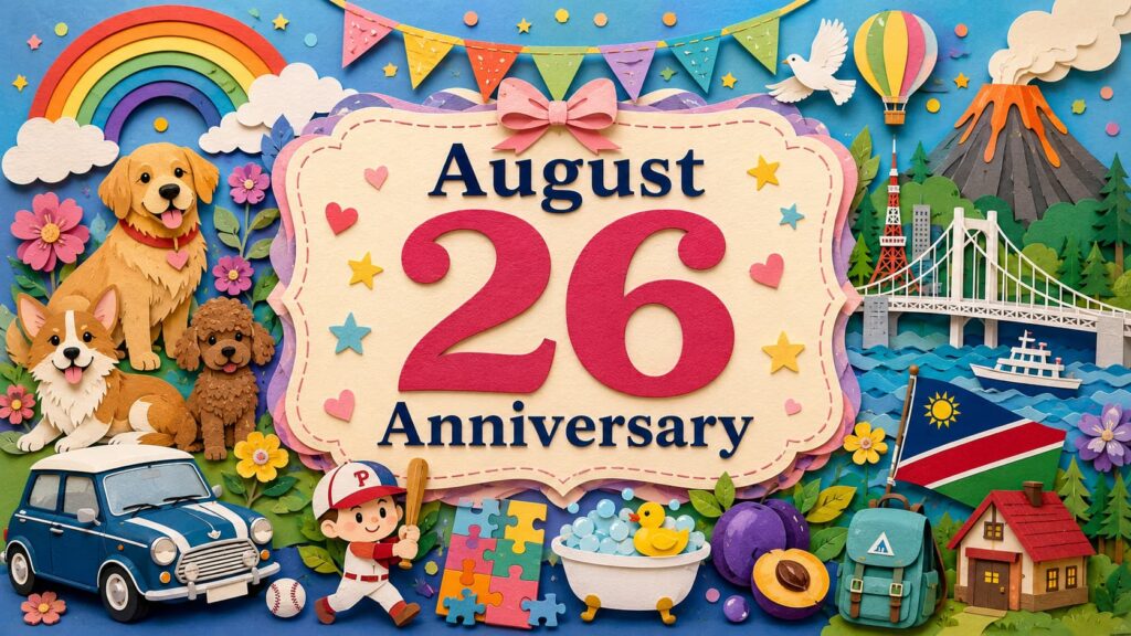 8月26日は何の日？世界犬の日、火山防災の日、レインボーブリッジ開通記念日、人権宣言記念日、ナミビアの日など8月26日の主な記念日と由来