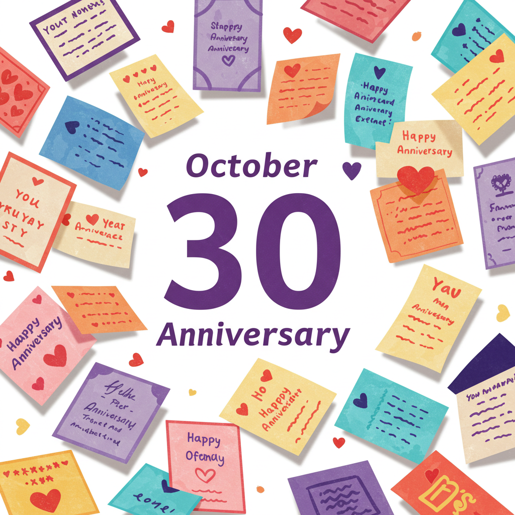 10月30日の記念日、香りの記念日や初恋の日、たまごかけごはんの日などを彩るカラフルなイメージ
