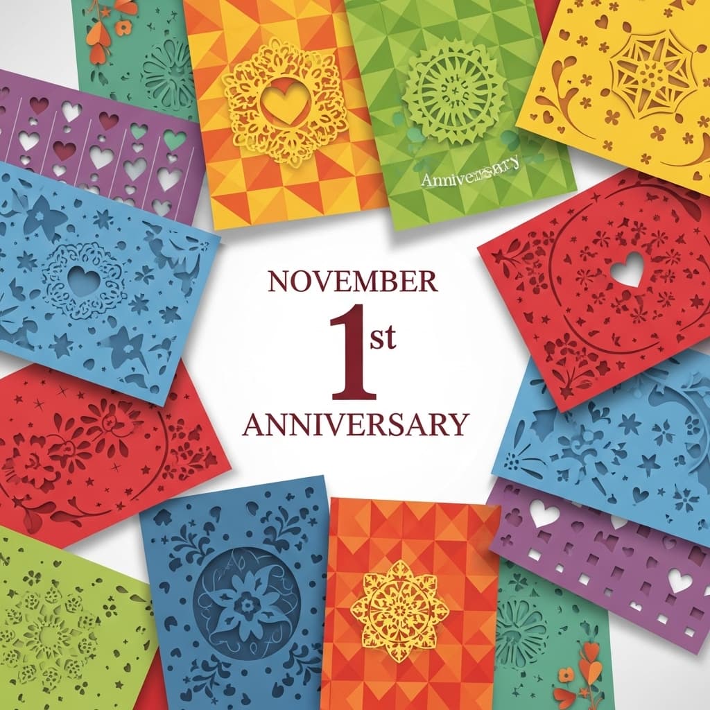 11月1日の記念日を祝うカラフルなメッセージカード