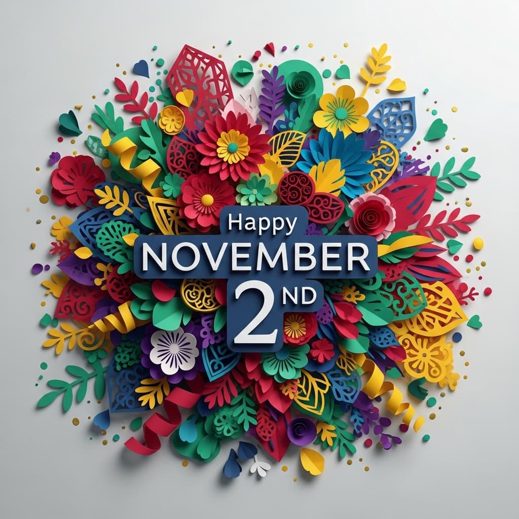 11月2日の記念日を祝うカラフルなメッセージカード