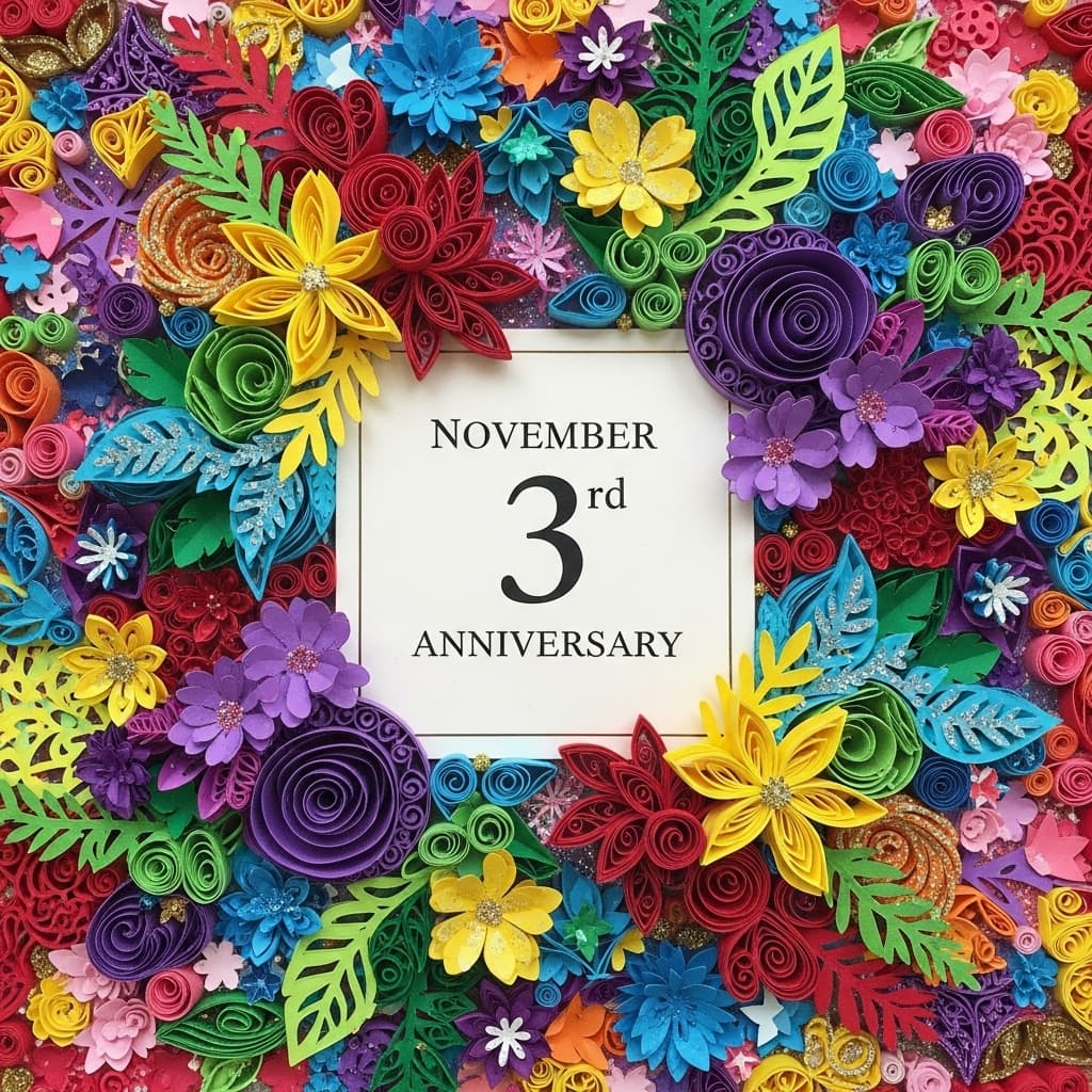 11月3日記念日を祝うカラフルなペーパーアートメッセージカード