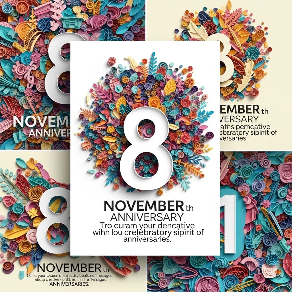 11月8日の記念日を祝うカラフルなペーパーアートの画像