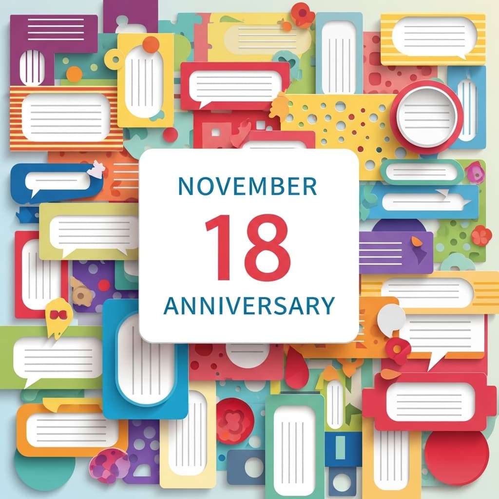 11月18日の記念日情報と主要な記念日「土木の日」や「ミッキーマウスの誕生日」などを象徴するカラフルなデザイン