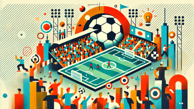 Abstract Flat Illustration Of Soccer Stadium And Fans