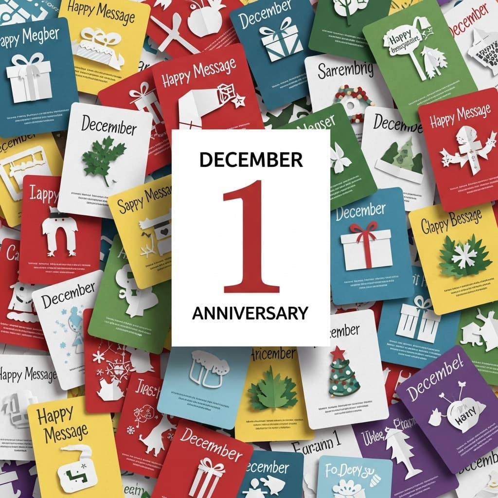 12月1日の記念日として、世界エイズデーや映画の日、防災用品点検の日などを紹介するカラフルなイメージ