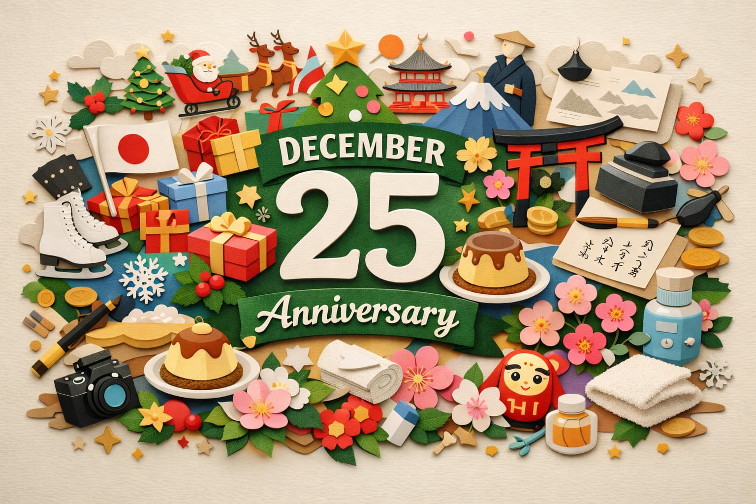 12月25日は何の日かがひと目でわかるクリスマスと昭和改元の日など複数の記念日を表現したビジュアル