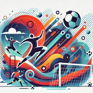 宮大樹選手が名古屋グランパスに移籍し、新たな活躍を誓う様子を抽象的に表現したイラスト