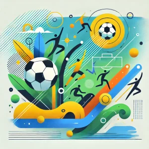 東京ヴェルディの象徴である副キャプテンDF谷口栄斗の活躍とクラブ愛を象徴する抽象的なフラットイラスト