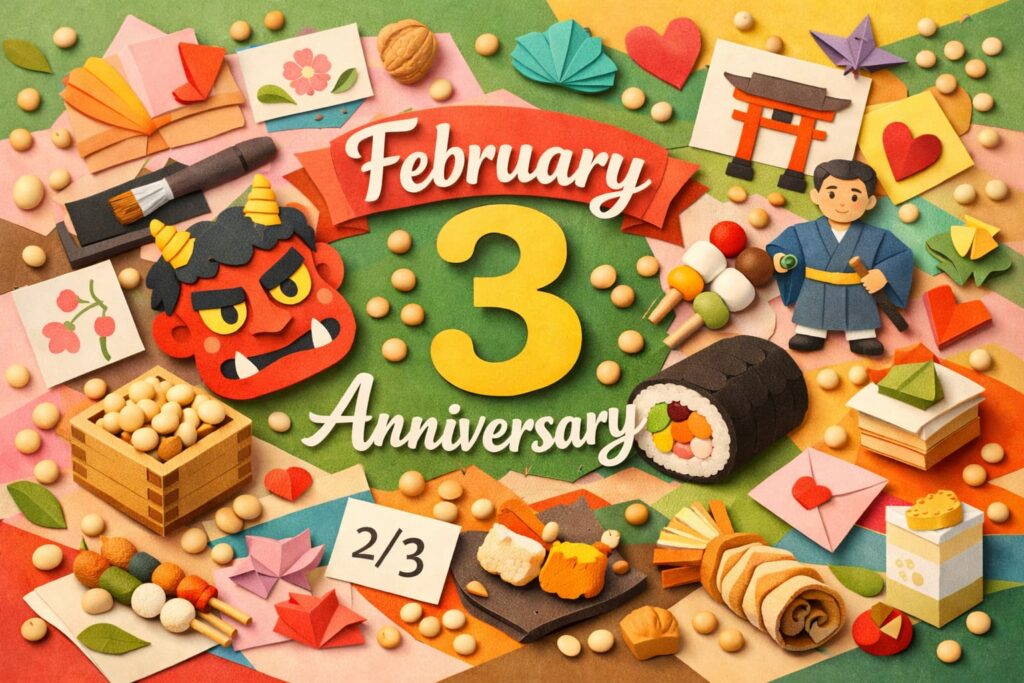 2月3日の節分を中心に、恵方巻や大豆など多彩な記念日を紹介