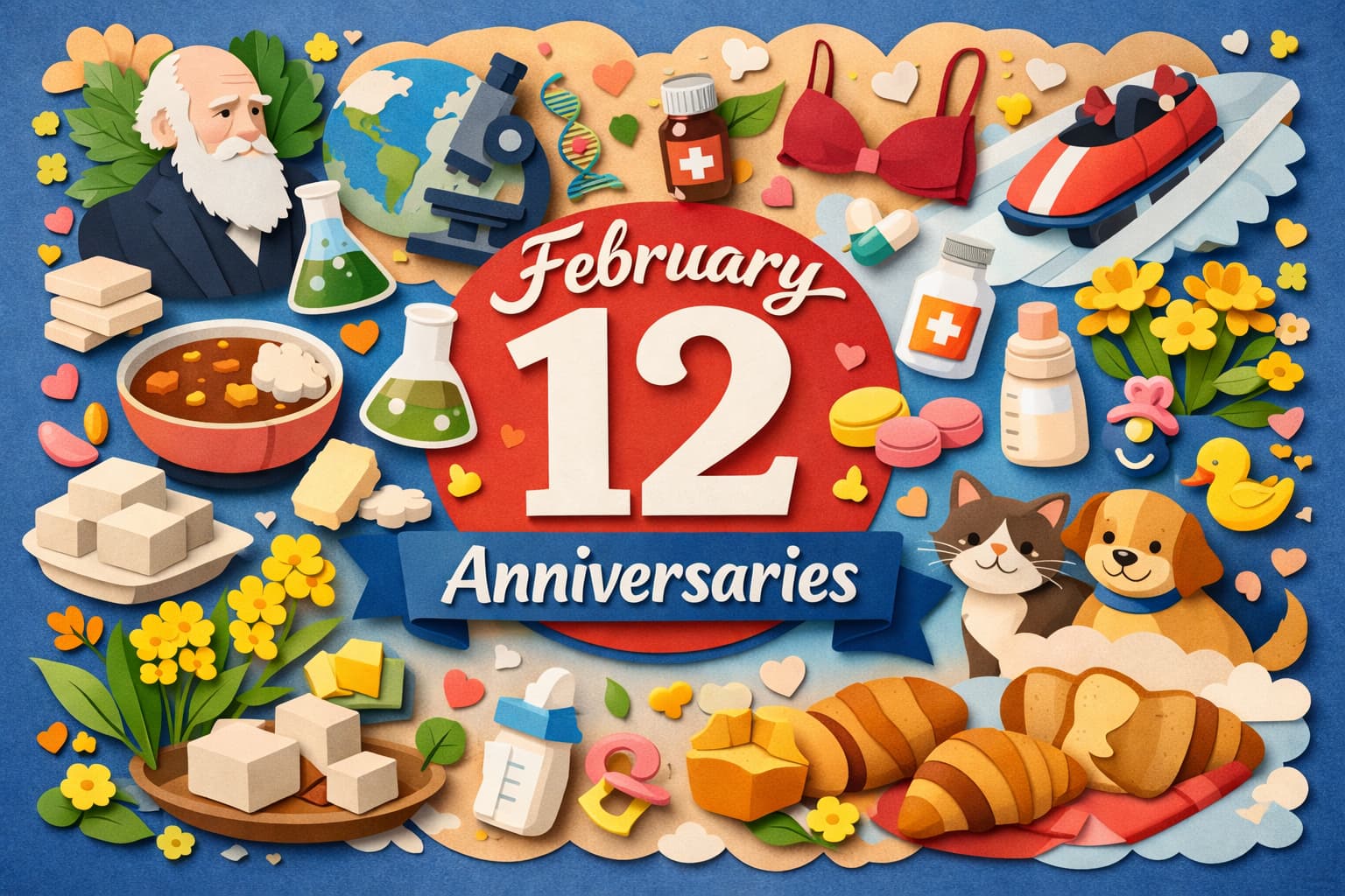 2月12日は何の日？ダーウィンの日、ブラジャーの日、ペニシリンの日、レトルトカレーの日、ボブスレーの日、豆腐の日、パンの日、わんにゃんの日など主要記念日まとめ