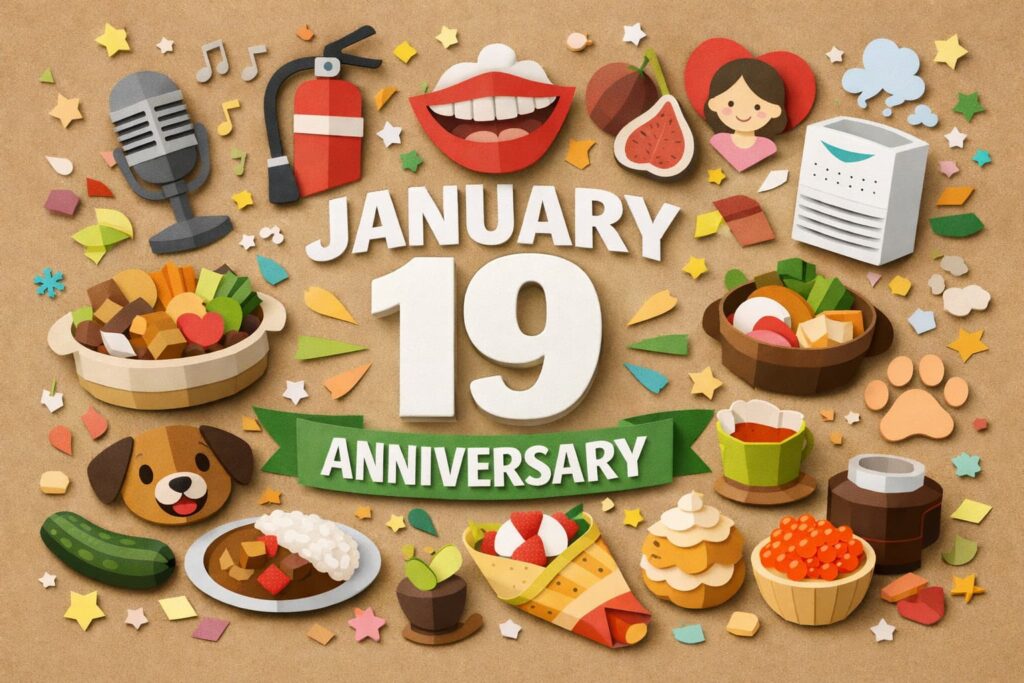 1月19日の記念日（のど自慢の日・家庭用消火器点検の日・いいくちの日・クレープの日など）をまとめて紹介