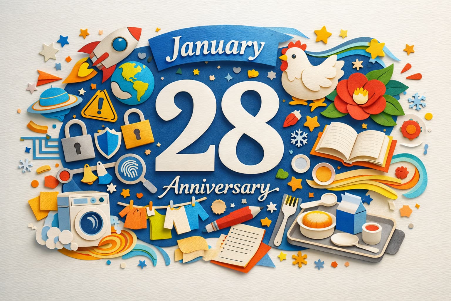 1月28日は何の日かを解説し、宇宙からの警告の日やデータ・プライバシーの日、衣類乾燥機の日など主要な記念日をまとめた内容