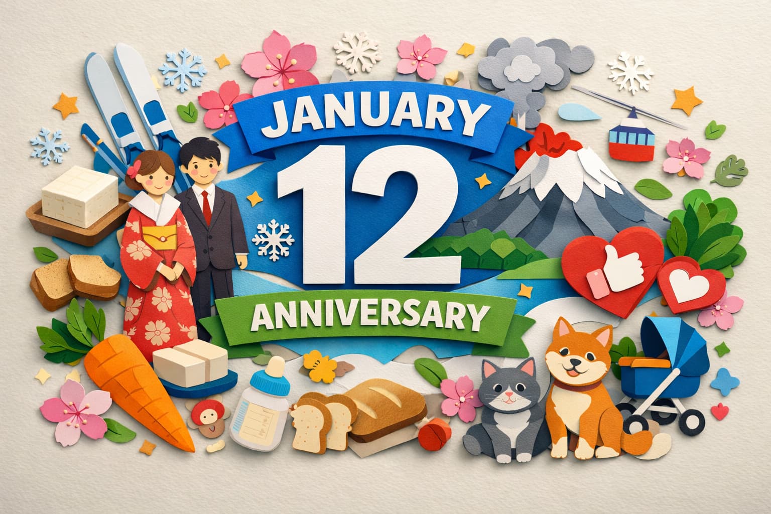 1月12日は何の日?成人の日・スキー記念日・桜島の日・いいにんじんの日・いいねの日など9つの記念日を解説