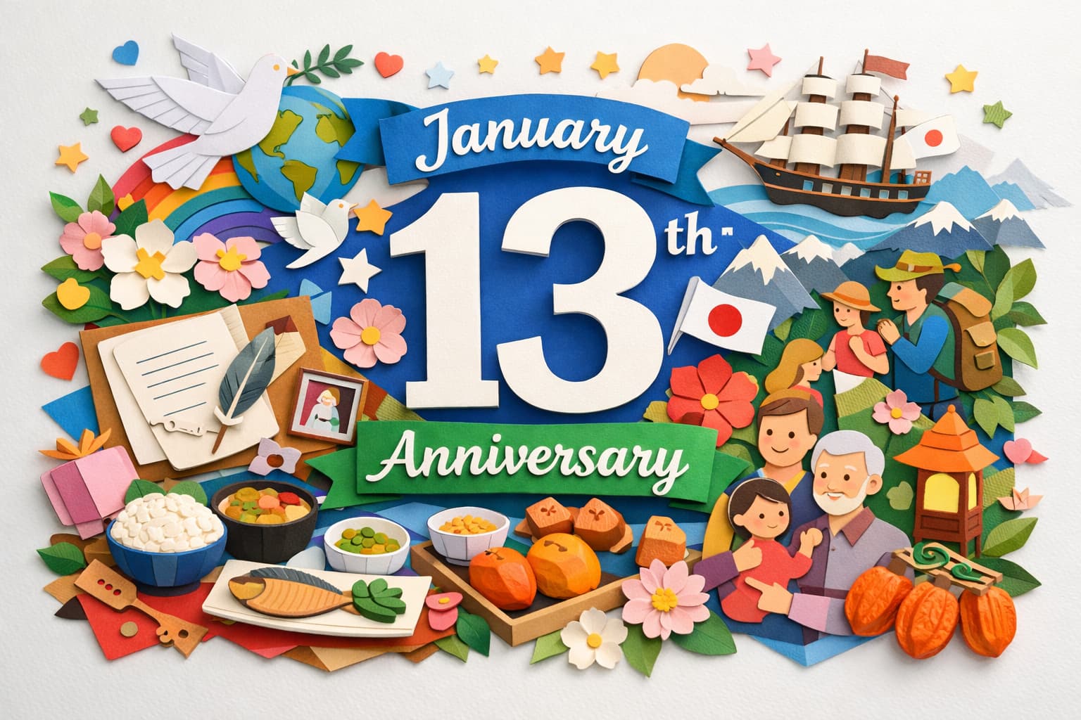 1月13日は何の日?ピース記念日・咸臨丸出航記念日・一汁三菜の日・遺言の意味を考える日・伊達のあんぽ柿の日を紹介
