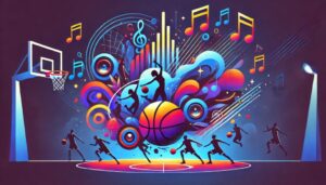 SixTONESがB.LEAGUEのオープニングパフォーマンスで披露した「THE BALLERS」と「WHIP THAT」をイメージした抽象的なフラットイラスト