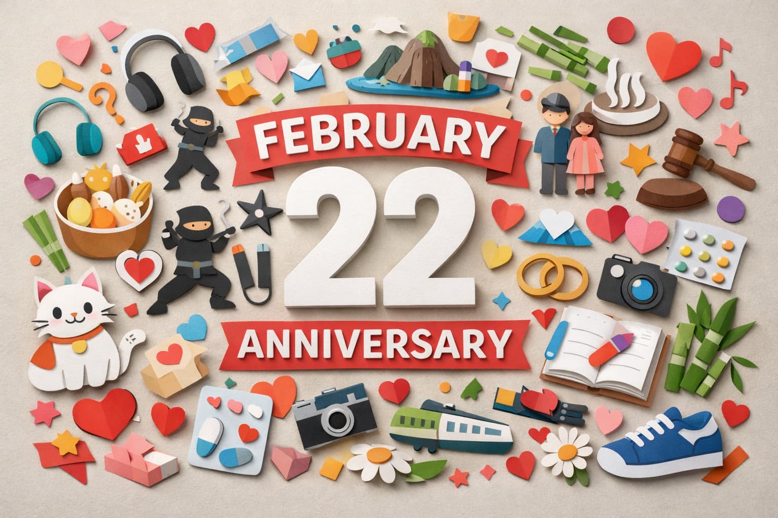 2月22日は何の日？猫の日・忍者の日・竹島の日・行政書士記念日・夫婦の日など主な記念日まとめ