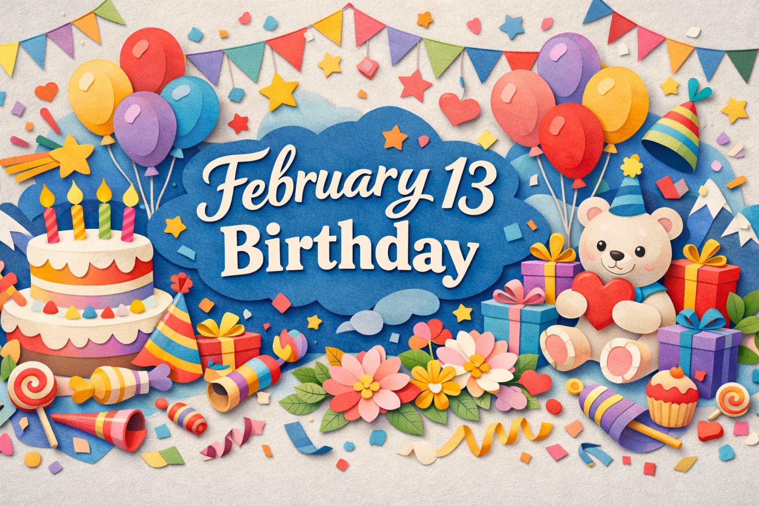 2月13日誕生日の芸能人・有名人を一覧で紹介するブログ記事用ビジュアル。有村架純や出川哲朗など代表的な人物がわかる内容