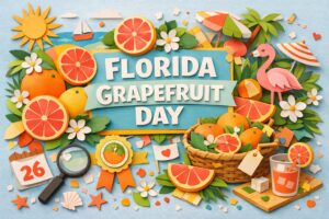 フロリダグレープフルーツの日（2月26日）は2月の旬と「26＝フ（2）ロ（6）リダ」の語呂が由来です。制定団体、認定ロゴの意味、日本記念日協会の登録までやさしく解説します。