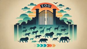 ノースサファリサッポロ閉園後の動物たちの行き先を示す抽象的なフラットイラスト