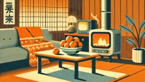 甘いみかんの健康効果を象徴する抽象的なフラットイラスト