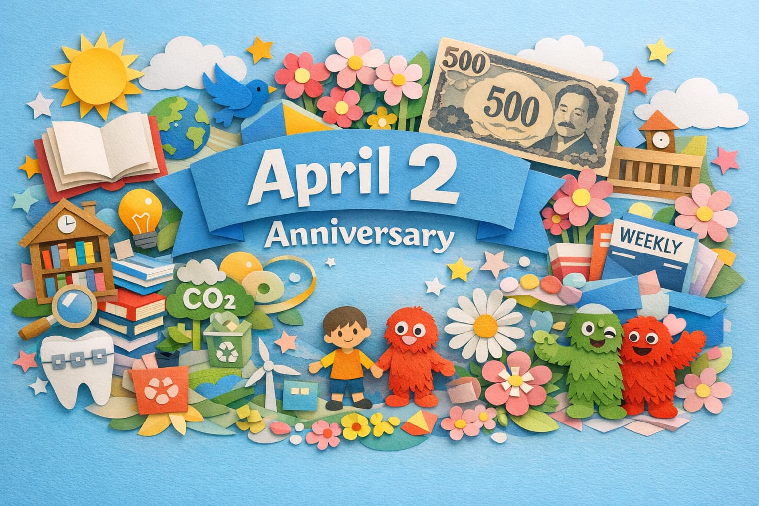 4月2日は何の日？世界自閉症啓発デーや国際子どもの本の日、図書館開設記念日、週刊誌の日、五百円札発行記念日など春の話題が集まる記念日紹介