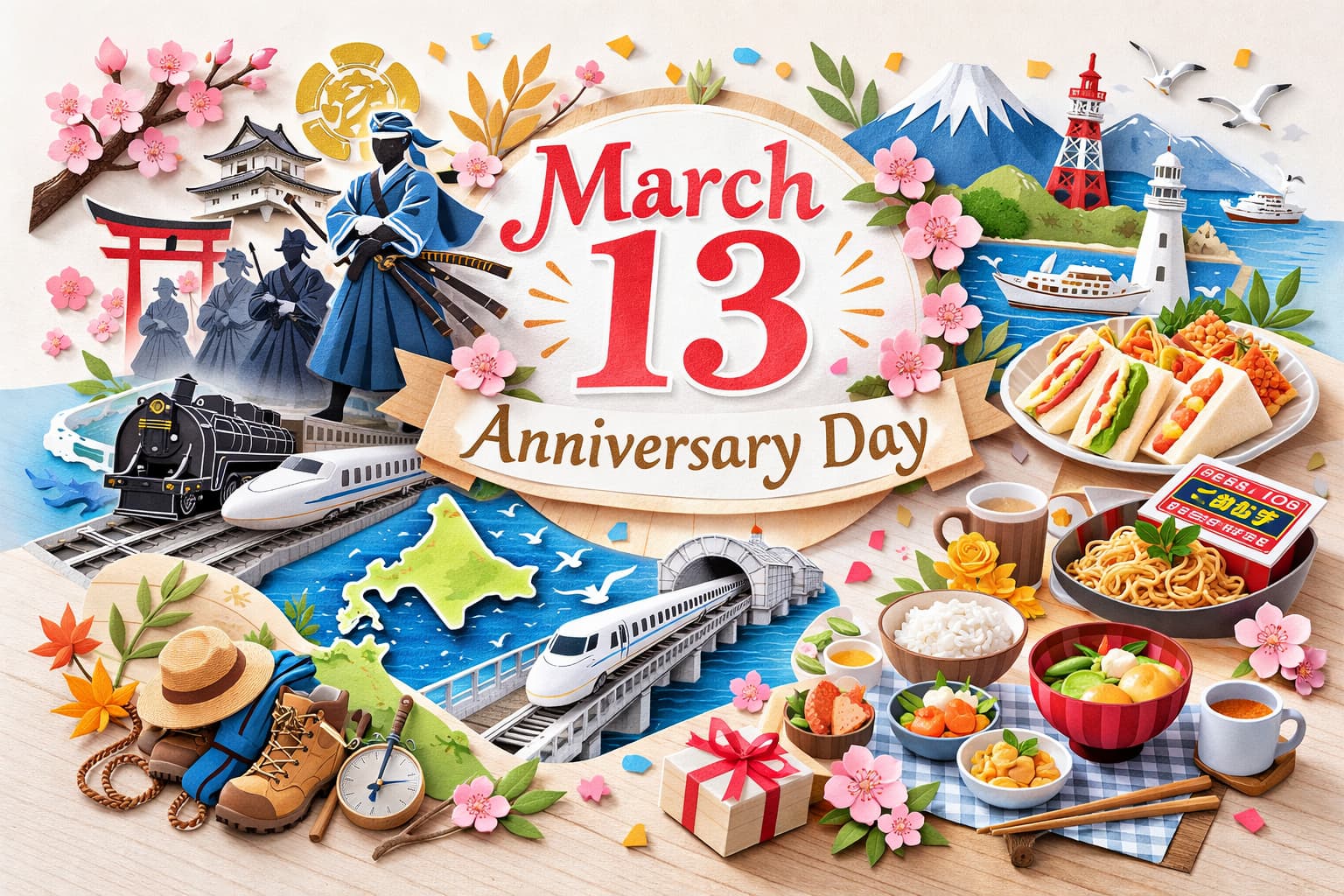 3月13日は何の日？新選組の日・青函トンネル開業記念日・サンドイッチデー・ペヤングソースやきそばの日・一汁三菜の日がわかる