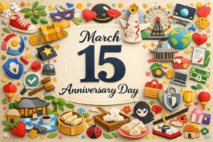 3月15日は何の日？社日・靴の記念日・世界消費者権利デー・万国博デー・オリーブの日の要点がひと目で伝わる記念日デザイン