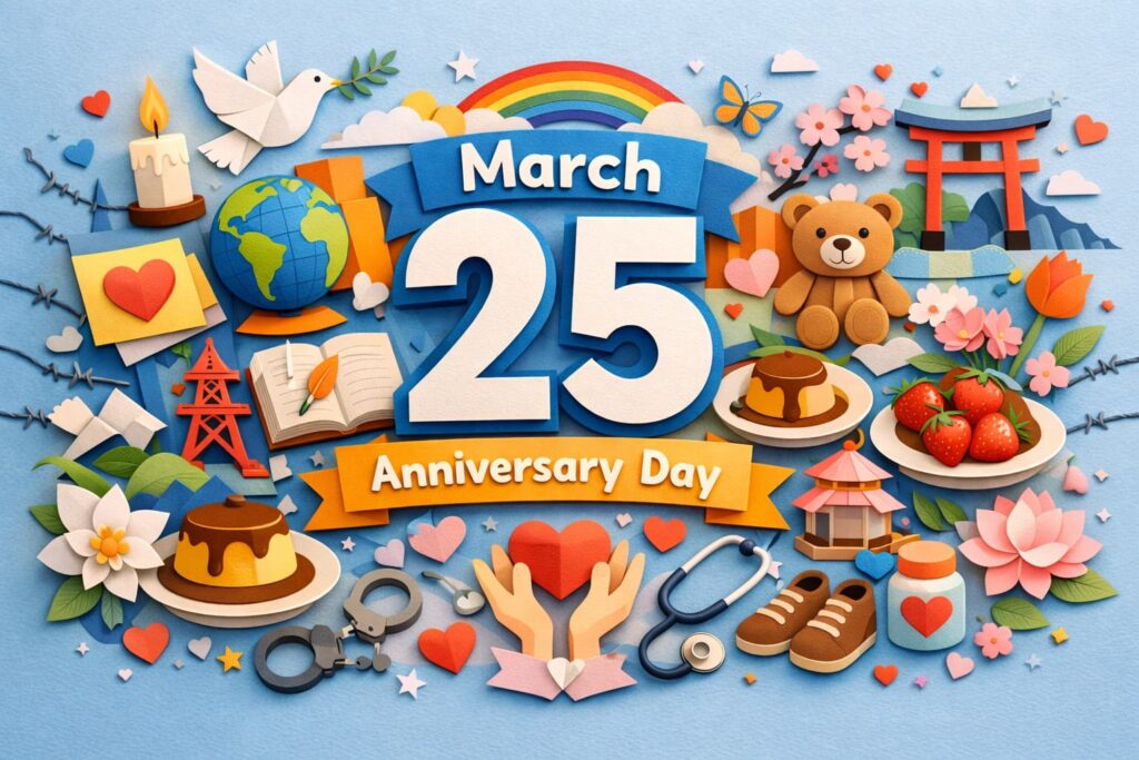 3月25日は何の日かを知りたい人に向けて、電気記念日、拘留中または行方不明のスタッフと連帯する国際デー、奴隷及び大西洋間奴隷貿易犠牲者追悼国際デー、プリンの日、とちぎのいちごの日など主な記念日を紹介