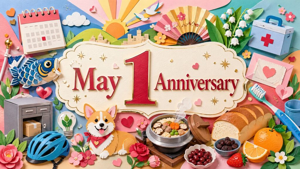 5月1日は何の日かを知りたい人に向けて、「令和」改元の日、メーデー、日本赤十字社創立記念日、扇の日、スズランの日など、時代の節目と季節の記念日をわかりやすく伝える内容