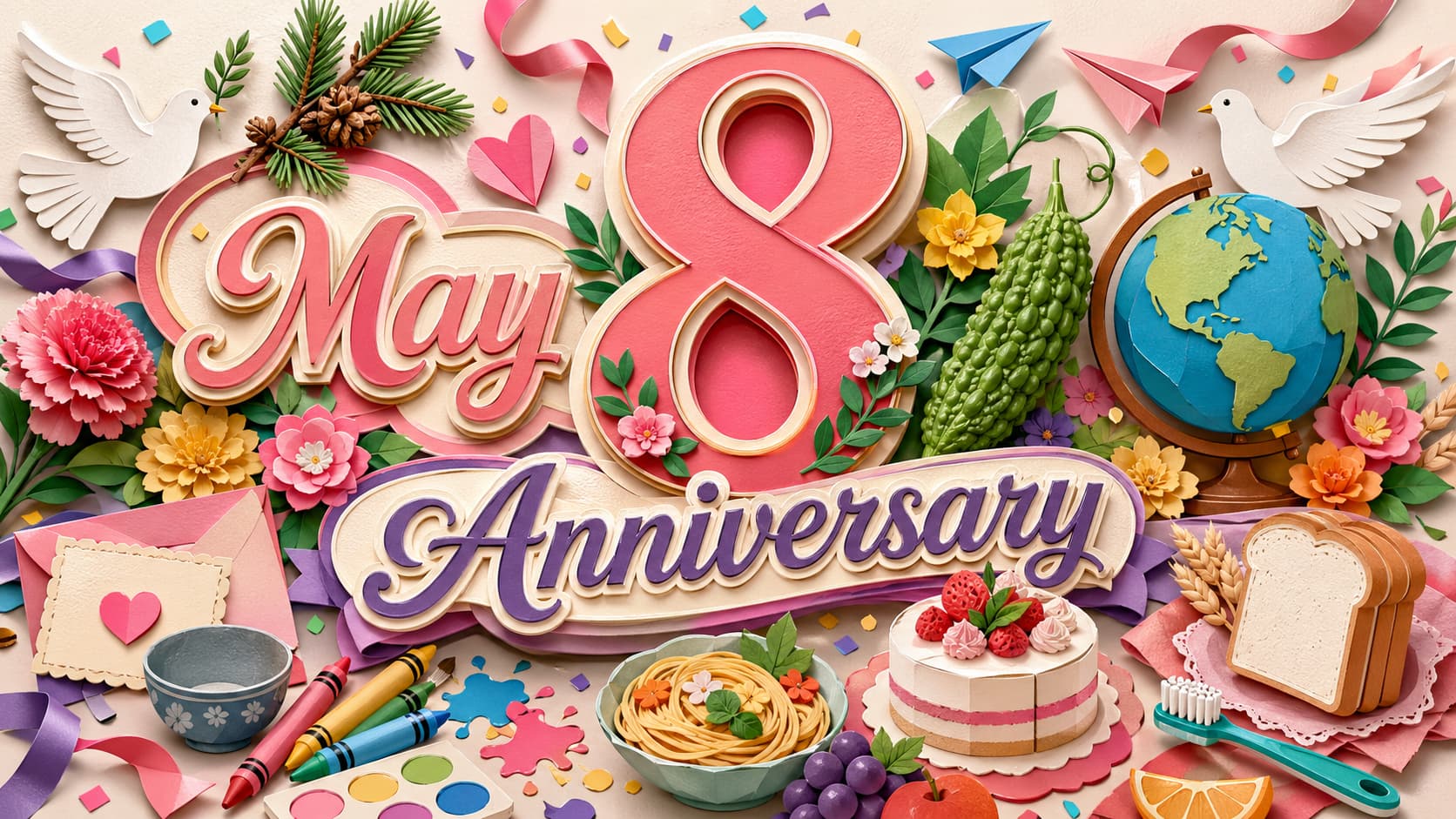 5月8日は何の日かを知りたい人に向けて、世界赤十字デー、ヨーロッパ戦勝記念日、ゴーヤーの日、松の日、童画の日など、歴史・文化・食・暮らしに関わる記念日をわかりやすく紹介