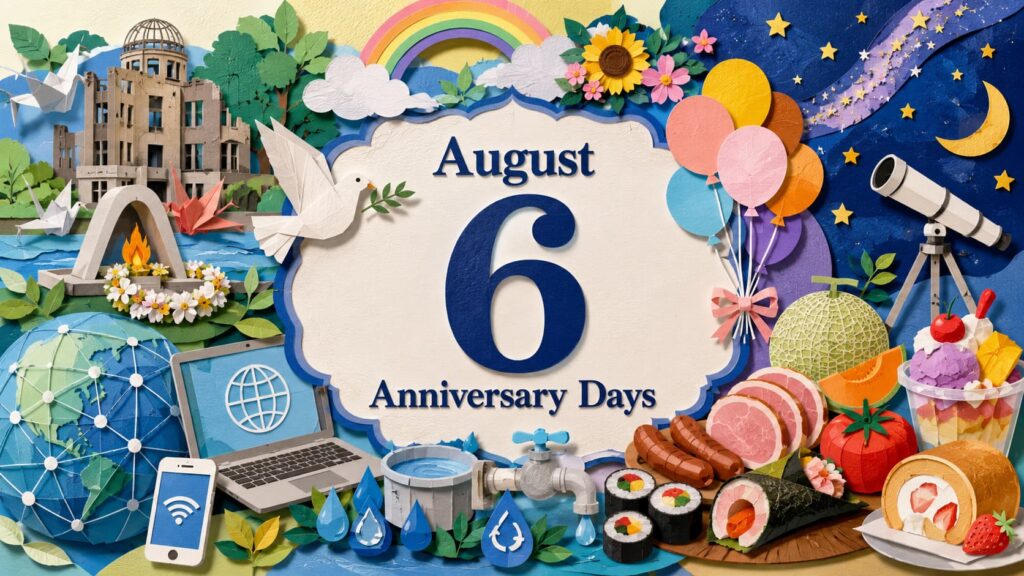 8月6日は何の日か、広島平和記念日、World Wide Webの日、雨水の日、ハムの日、スター・ウィークなどの由来を紹介