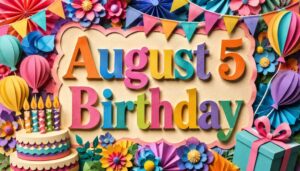 8月5日誕生日の芸能人・有名人として関太、安岡優、野々村友紀子、森口瑶子、アームストロングなどを紹介する華やかな誕生日特集