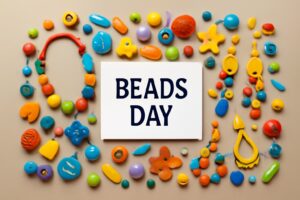 ビーズの日の魅力と手作りアクセサリーの楽しさを紹介する記事のサムネイル画像。ビーズアクセサリーやビーズのデザインが色鮮やかに並ぶ。