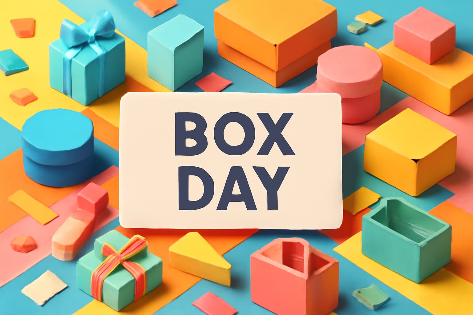 8月5日「ハコの日」を祝うために、紙器業界の魅力やエコな特性を紹介するカラフルなデザイン。