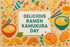 「おいしいラーメン 神座の日」にちなんだカラフルで賑やかなラーメンモチーフのペーパーアート
