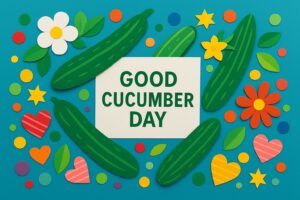 いいきゅうりの日を祝うカラフルなペーパーアートと英語の記念日名
