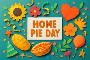 ホームパイの日の魅力を伝える、サクサク感と美味しさが特徴のホームパイに焦点を当てたデザイン