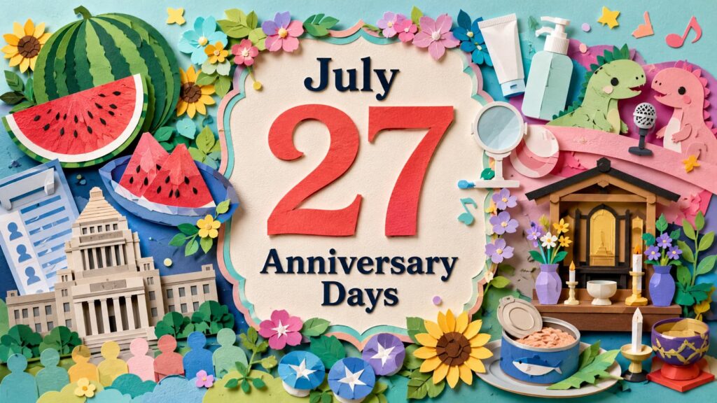 7月27日は何の日、スイカの日、政治を考える日、ニキビケアの日、もえぴな記念日、仏壇の日、ツナの日の由来