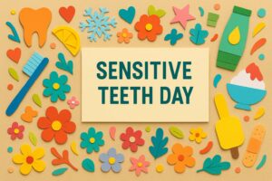 知覚過敏の日に関連する歯の健康対策やシュミテクトを象徴するカラフルなペーパーアート