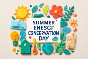 8月1日、夏の省エネルギー総点検の日に向けた省エネルギー活動と意識を高めるための啓発デザイン