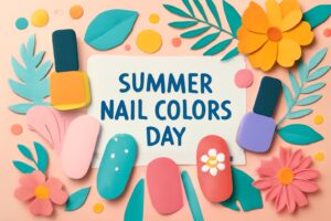 夏を色どるネイルの日の記念日に合わせたカラフルなネイルデザインとポジティブな気分を楽しむための日。