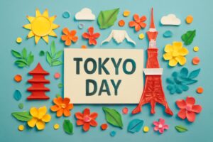 江戸が東京と改名された歴史を祝う東京の日のカラフルなペーパーアート