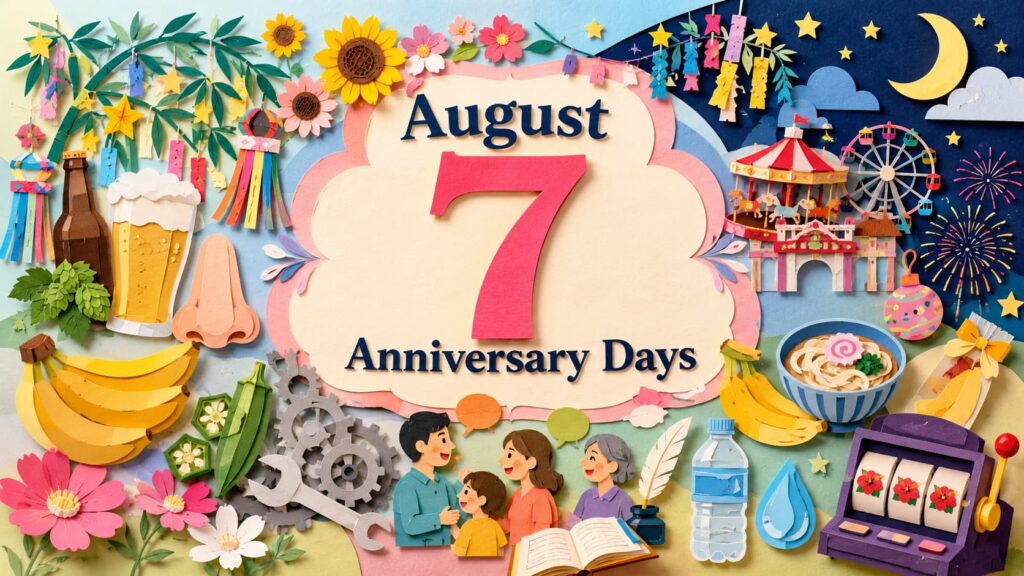 8月7日は何の日かを、立秋、世界ビール・デー、月遅れ七夕、鼻の日、バナナの日などの記念日とともに紹介