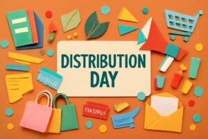 配布の日を祝う、広告業界の重要性とポスティング・サンプリング手法を強調したデザイン