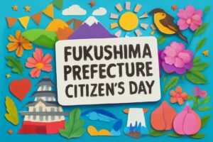 福島県民の日の意味や由来、福島県の自然や文化を祝う内容のブログ記事に関連する画像。郷土愛を深め、地域の絆を強化する日としての福島県民の日を象徴するビジュアル。